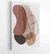Botanical wall art vector set. Earth tone boho foliage line art drawing with abstract shape 2 - Moderne schilderijen – Vertical – 1894296091 - 40-30 Vertical