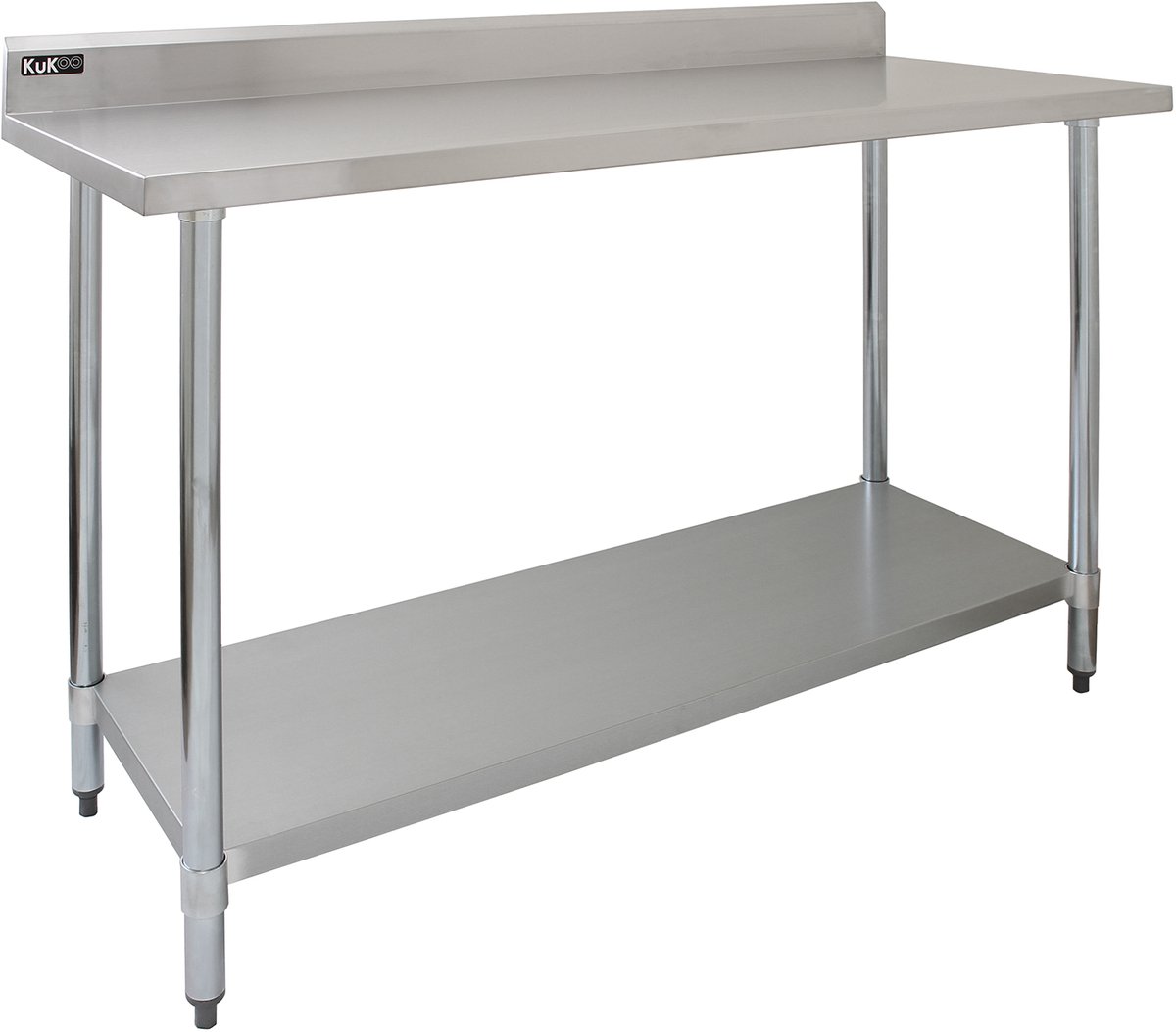 KuKoo RVS Werktafel met Opstaande Rand en Bodemschap 150cm