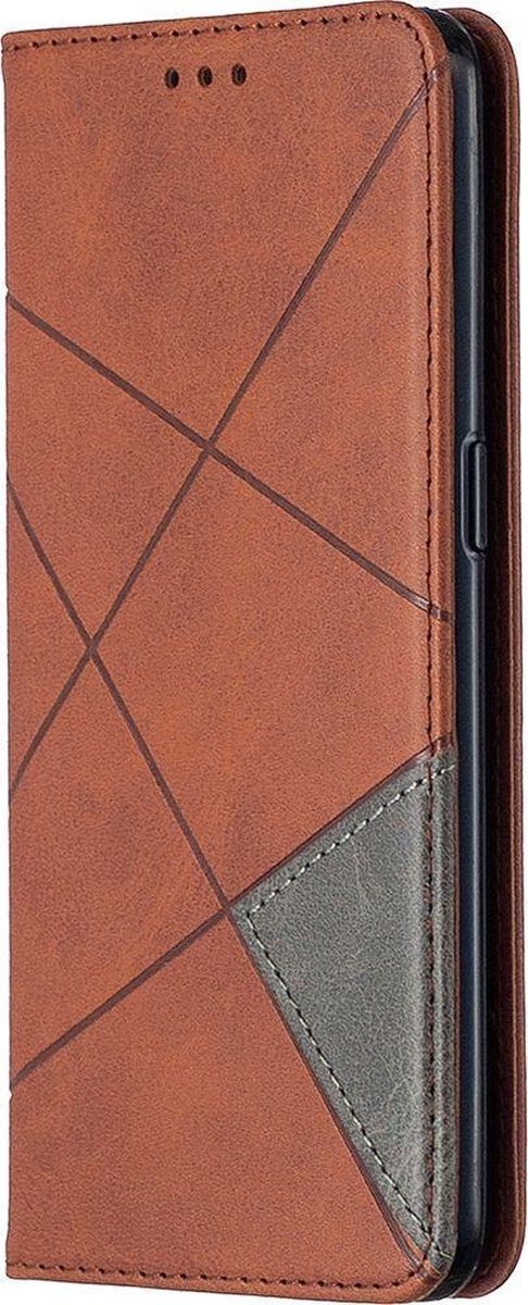 Mobigear Telefoonhoesje geschikt voor OPPO Reno 4 Hoesje | Mobigear Rhombus Slim Bookcase | Pasjeshouder voor 2 Pasjes | Telefoonhoesje voor Pinpas / OV Kaart / Rijbewijs - Bruin