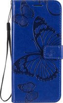 OPPO Reno 4 Hoesje - Mobigear - Butterfly Serie - Kunstlederen Bookcase - Blauw - Hoesje Geschikt Voor OPPO Reno 4