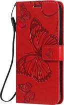 Apple iPhone 12 Pro Hoesje - Mobigear - Butterfly Serie - Kunstlederen Bookcase - Rood - Hoesje Geschikt Voor Apple iPhone 12 Pro