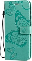 Samsung Galaxy A71 Hoesje - Mobigear - Butterfly Serie - Kunstlederen Bookcase - Turquoise - Hoesje Geschikt Voor Samsung Galaxy A71