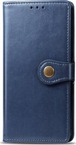 LG Q60 Hoesje - Mobigear - Snap Button Serie - Kunstlederen Bookcase - Blauw - Hoesje Geschikt Voor LG Q60