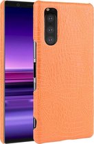 Sony Xperia 5 Hoesje - Mobigear - Croco Serie - Hard Kunststof Backcover - Oranje - Hoesje Geschikt Voor Sony Xperia 5