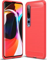 Xiaomi Mi 10 Pro Hoesje - Mobigear - Brushed Slim Serie - TPU Backcover - Rood - Hoesje Geschikt Voor Xiaomi Mi 10 Pro