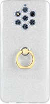 Mobigear Hoesje geschikt voor Nokia 9 PureView Telefoonhoesje Flexibel TPU | Mobigear Glitter Ring Backcover met Ringhouder | 9 PureView Case | Back Cover - Zilver