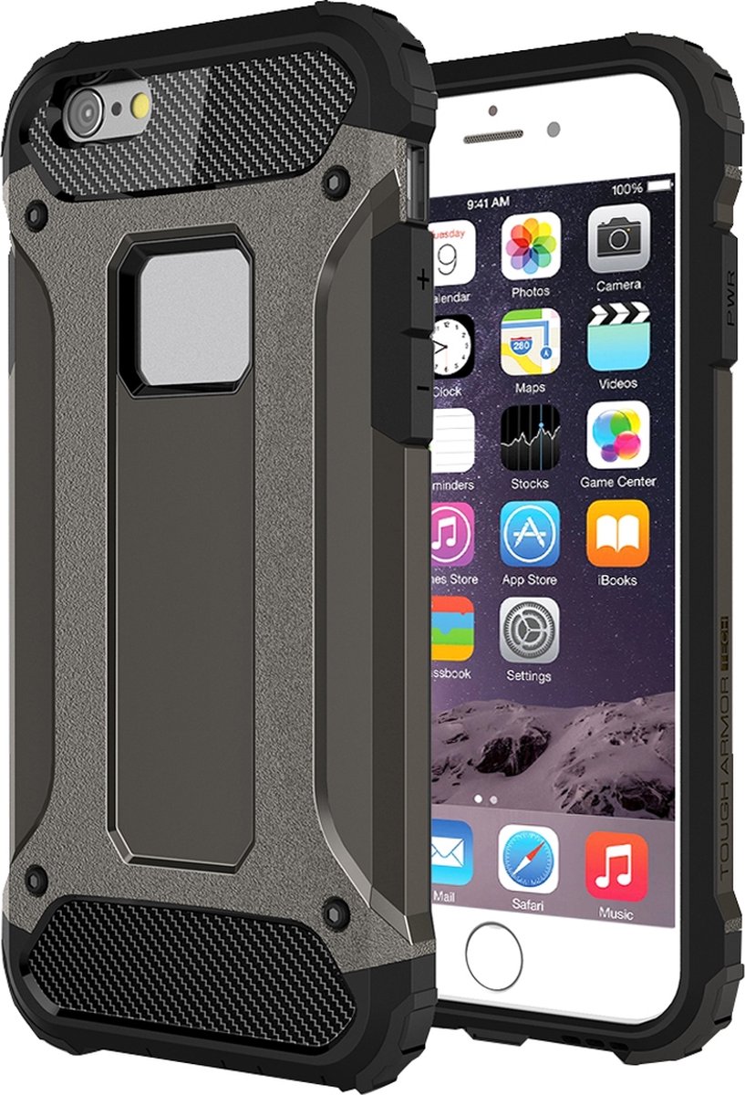 Mobigear Hoesje geschikt voor Apple iPhone 6s Telefoonhoesje Hardcase | Mobigear Outdoor Backcover Shockproof | Schokbestendig iPhone 6s Telefoonhoesje | Anti Shock Proof - Zwart