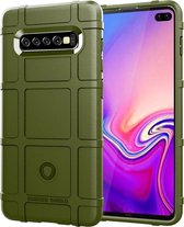 Samsung Galaxy S10+ Hoesje - Mobigear - Rugged Shield Serie - TPU Backcover - Army Green - Hoesje Geschikt Voor Samsung Galaxy S10+