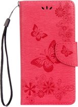 Motorola Moto G5 Plus Hoesje - Mobigear - Butterfly Serie - Kunstlederen Bookcase - Rood - Hoesje Geschikt Voor Motorola Moto G5 Plus