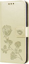 HONOR 10 Lite Hoesje - Mobigear - Flowers Serie - Kunstlederen Bookcase - Goud - Hoesje Geschikt Voor HONOR 10 Lite