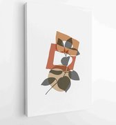 Botanical wall art vector set. Earth tone boho foliage line art drawing with abstract shape. 3 - Moderne schilderijen – Vertical – 1881805177 - 40-30 Vertical