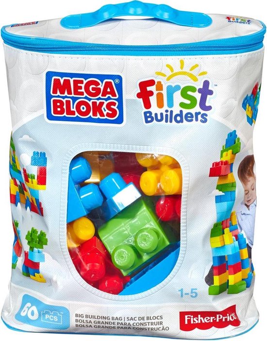 Mega Bloks First Builders 60 Maxi Blokken Met Tas Blauw