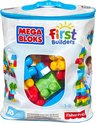 foto van Mega Bloks First Builders 60 Maxi Blokken Met Tas Blauw - Contructiespeelgoed
