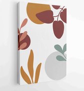 Botanical wall art vector set. Earth tone boho foliage line art drawing with abstract shape. 3 - Moderne schilderijen – Vertical – 1875684268 - 40-30 Vertical