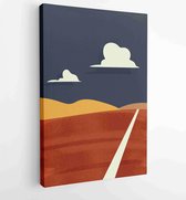 Mountain and landscape wall arts collection. Abstract art with land, desert, home, way, sun, sky. 2 - Moderne schilderijen – Vertical – 1870292341 - 50*40 Vertical