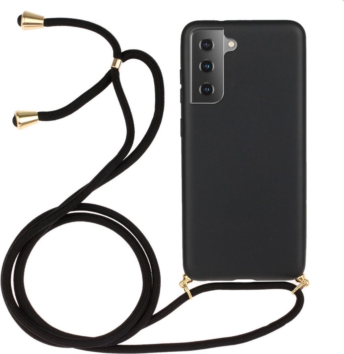 Lunso - Backcover hoes met koord - Geschikt voor Samsung Galaxy S21 Plus / S21+- Zwart