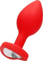 Diamond Heart Butt Plug - Regular - Red