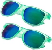 10x stuks hippe zonnebril groen met spiegelglazen - Verkleedbrillen