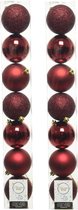 14x stuks kunststof kerstballen donkerrood (oxblood) 8 cm - Mix - Onbreekbare plastic kerstballen