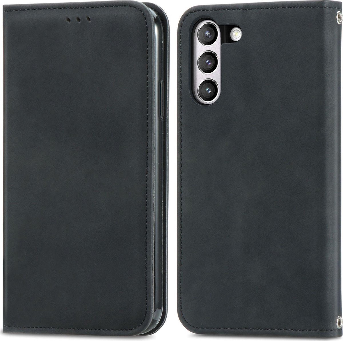 Mobigear Telefoonhoesje geschikt voor Samsung Galaxy S21 FE Hoesje | Mobigear Retro Slim Bookcase Portemonnee | Pasjeshouder voor 2 Pasjes | Telefoonhoesje voor Pinpas / OV Kaart / Rijbewijs - Zwart