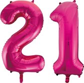 Helium roze cijfer ballonnen 21.