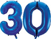 Blauwe folie ballonnen cijfer 30.