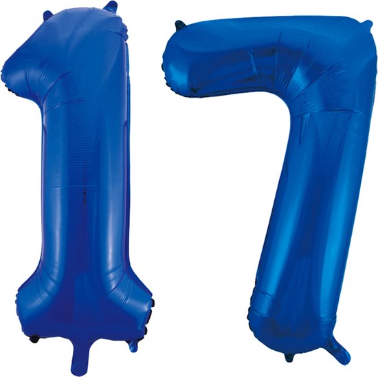 Blauwe folie ballonnen cijfer 17.