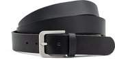 Extra lange zwarte heren riem 4 cm breed - Zwart - XXXL - Echt Nerf Leer - Taille: 125cm - Totale lengte riem: 140cm
