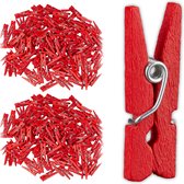 Relaxdays 288x mini knijpers - houten knijpers - knijpertjes - wasknijpers - rood