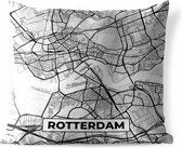 Tuinkussen - Stadskaart - Rotterdam - Grijs - Wit - 40x40 cm - Weerbestendig - Plattegrond