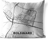 Buitenkussen - Stadskaart - Bolsward - Grijs - Wit - 45x45 cm - Weerbestendig - Plattegrond