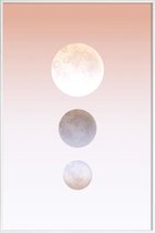 JUNIQE - Poster in kunststof lijst Moon Triplet -30x45 /Bruin & Oranje