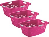 Rotho Flowers Set van 3 wasmanden Bloemen 50l, Kunststof (PP) BPA-vrij, roze, 3 x 50l (65.1 x 49.0 x 26.2 cm)