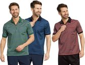 Poloshirt, Marineblauw gestreept, Maat M