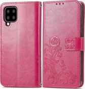Samsung Galaxy A22 5G Hoesje - Mobigear - Clover Serie - Kunstlederen Bookcase - Roze - Hoesje Geschikt Voor Samsung Galaxy A22 5G