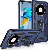 Voor Huawei Mate 40 schokbestendige TPU + pc-beschermhoes met 360 graden roterende houder (blauw)