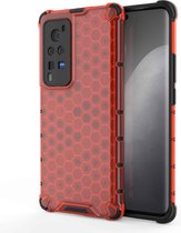 Voor vivo X60 schokbestendige honingraat pc + TPU beschermhoes (rood)