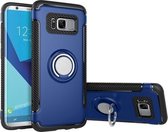 Voor Galaxy S8 + / G9550 telefoonring pantser TPU + pc magnetische zuigkracht 360 graden rotatie magnetische telefoonring stent combinatiebehuizing (blauw)