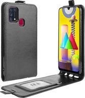 Voor Samsung Galaxy M31 R64 Textuur Enkele Verticale Flip Lederen Beschermhoes met Kaartsleuven & Fotolijst (Zwart)