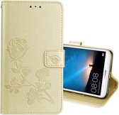 Voor Huawei Mate 10 Lite Rose Reliëf Horizontale Flip Milieu PU lederen hoes met houder & kaartsleuven & portemonnee (goud)