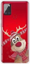 Voor Samsung Galaxy A21s Christmas Series Clear TPU beschermhoes (Smiley Deer)