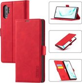 Voor Samsung Galaxy Note10 LC.IMEEK Sterk magnetisme Ultradunne horizontale flip schokbestendige matte TPU + PU lederen tas met houder & kaartsleuven & portemonnee (rood)