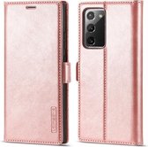 Voor Samsung Galaxy Note20 LC.IMEEK Sterk magnetisme Ultradunne horizontale flip schokbestendige matte TPU + PU lederen tas met houder & kaartsleuven & portemonnee (roségoud)