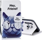 Voor Redmi Note 8 Gekleurde Tekening Patroon Horizontale Flip PU Lederen Case met Houder & Kaartsleuven & Portemonnee & Lanyard (Cool Cat)