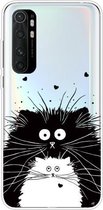 Voor Xiaomi Mi Note 10 Lite Gekleurd tekeningpatroon Zeer transparant TPU-beschermhoes (zwart-witte rat)