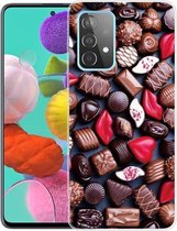 Voor Samsung Galaxy A52 5G schokbestendig geverfd transparant TPU beschermhoes (liefde chocolade)