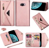 Voor Samsung Galaxy S8 Skin Feel Rits Horizontale Flip Leren Case met Houder & Kaartsleuven & Fotolijst & Lanyard & Lang Touw (Rose Goud)