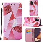 Voor Samsung Galaxy Note20 Ultra / 5G Cross Texture Painting Pattern Horizontale Flip Leather Case met houder & kaartsleuven & portemonnee & lanyard (Pink Rhombus)