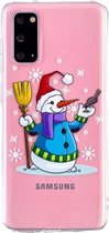 Voor Samsung Galaxy S20 Christmas Pattern TPU Protective Cas (Broom Snowman)