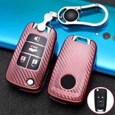 Voor Buick Opvouwbare 4-knops auto TPU-sleutel beschermhoes Sleutelhoes met sleutelring (roze)